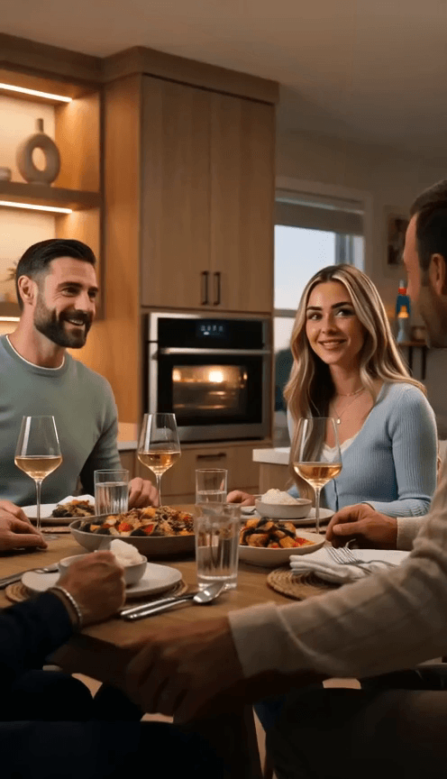Smart Wall Oven Family Dinner