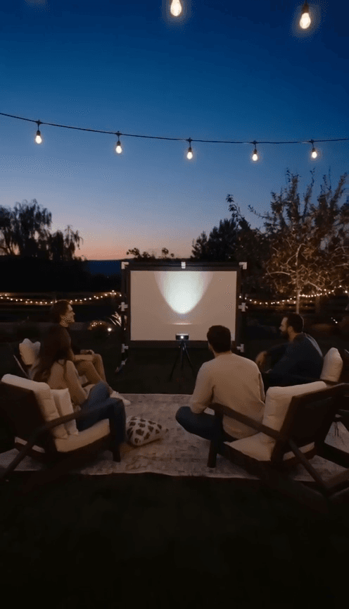Outdoor Movie Screen Backyard